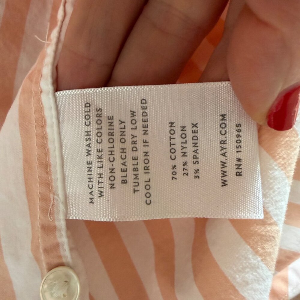 AYR The Deep End Shirt Orange Striped Size S Minimalist Capsule Preppy Work - Picture 6 of 9